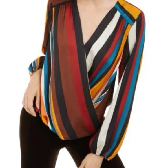INC International Concepts Colorful Striped Blouse - Picture 3 of 5